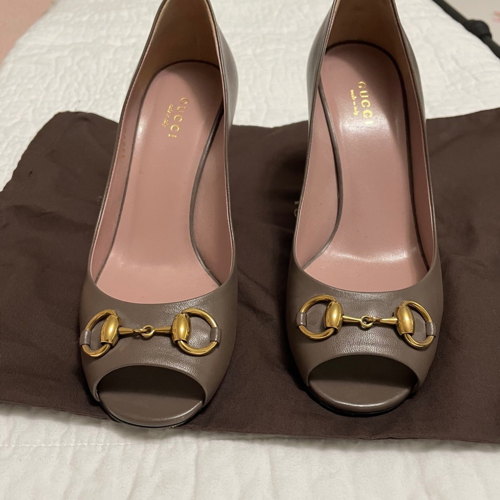 Gucci Brown and Gold Heels